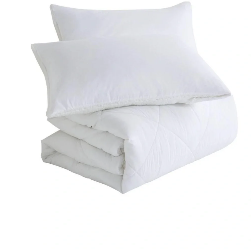 NWT Videri Home Full/Queen Cozy Faux Shearling Comforter White Bedding Set